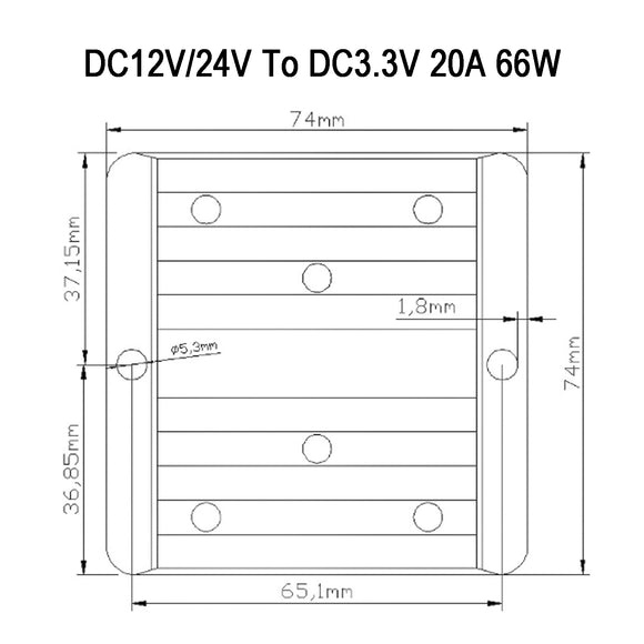 DC 12V/24V To 3.3V 20A 66W Converter Regulator Power Supplies Transformer