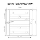 Waterproof DC/DC Converter Regulator 12V Step Up to 15V 8A 120W-7