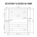 Waterproof DC/DC Converter Regulator 12V/24V Step Up to 32V 5A 160W-7