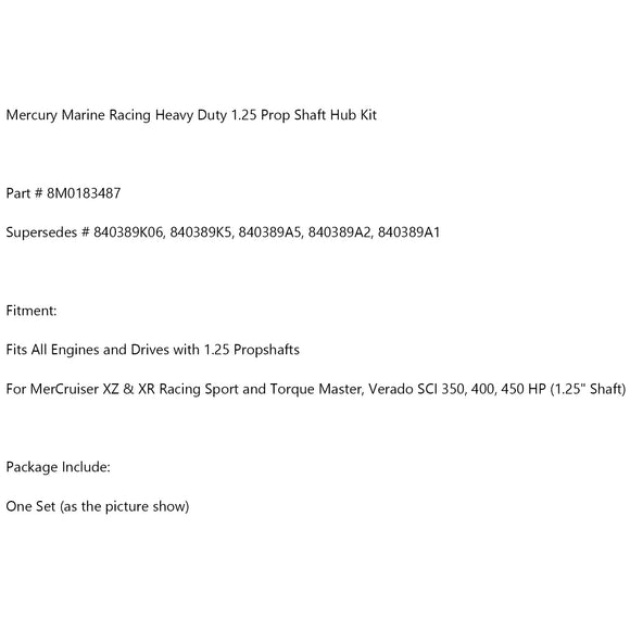 8M0183487 840389K06 Für Mercury Marine Racing Heavy Duty 1.25 Propellerwellen-Naben-Kit