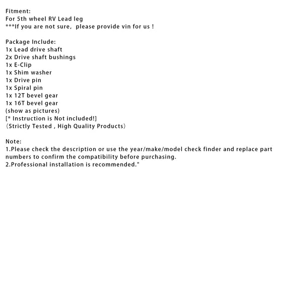 146059 Lead Power Landing Gear Leg Repair Kit For Lippert 5th Wheel RV Lead Leg