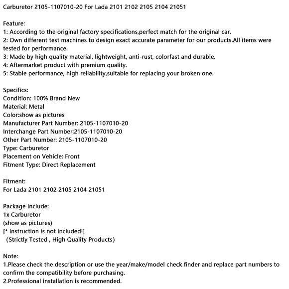 Carburetor 2105-1107010-20 For Lada 2101 2102 2105 2104 21051
