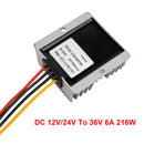 Waterproof DC/DC Converter Regulator 12V/24V Step Up to 36V 6A 216W-12