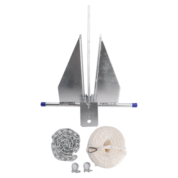 Hot-Dipped Boat Anchor Kit 13Lbs Sliding Anchor & Rope Set Silver Fits For Boat