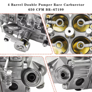 4 Barrel Double Pumper Race Carburetor 650 CFM BR-67199 - 0