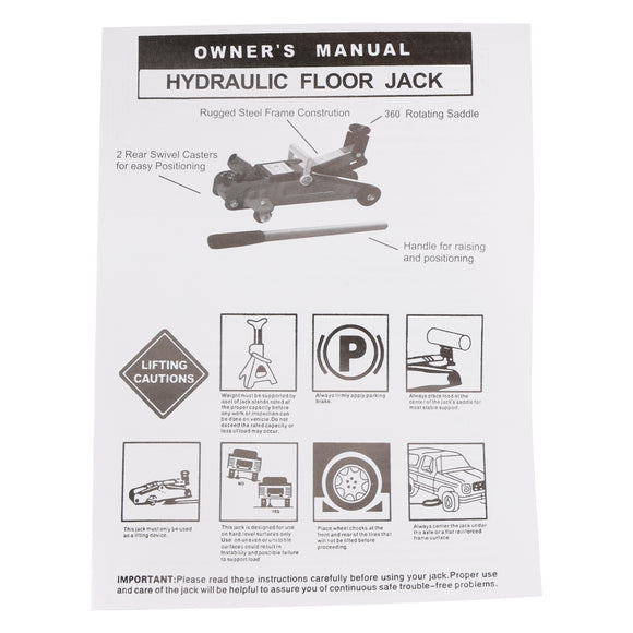 Low Profile Floor Jack 2 Ton (4400 lbs) 5.31"-12.8" Height Lifting
