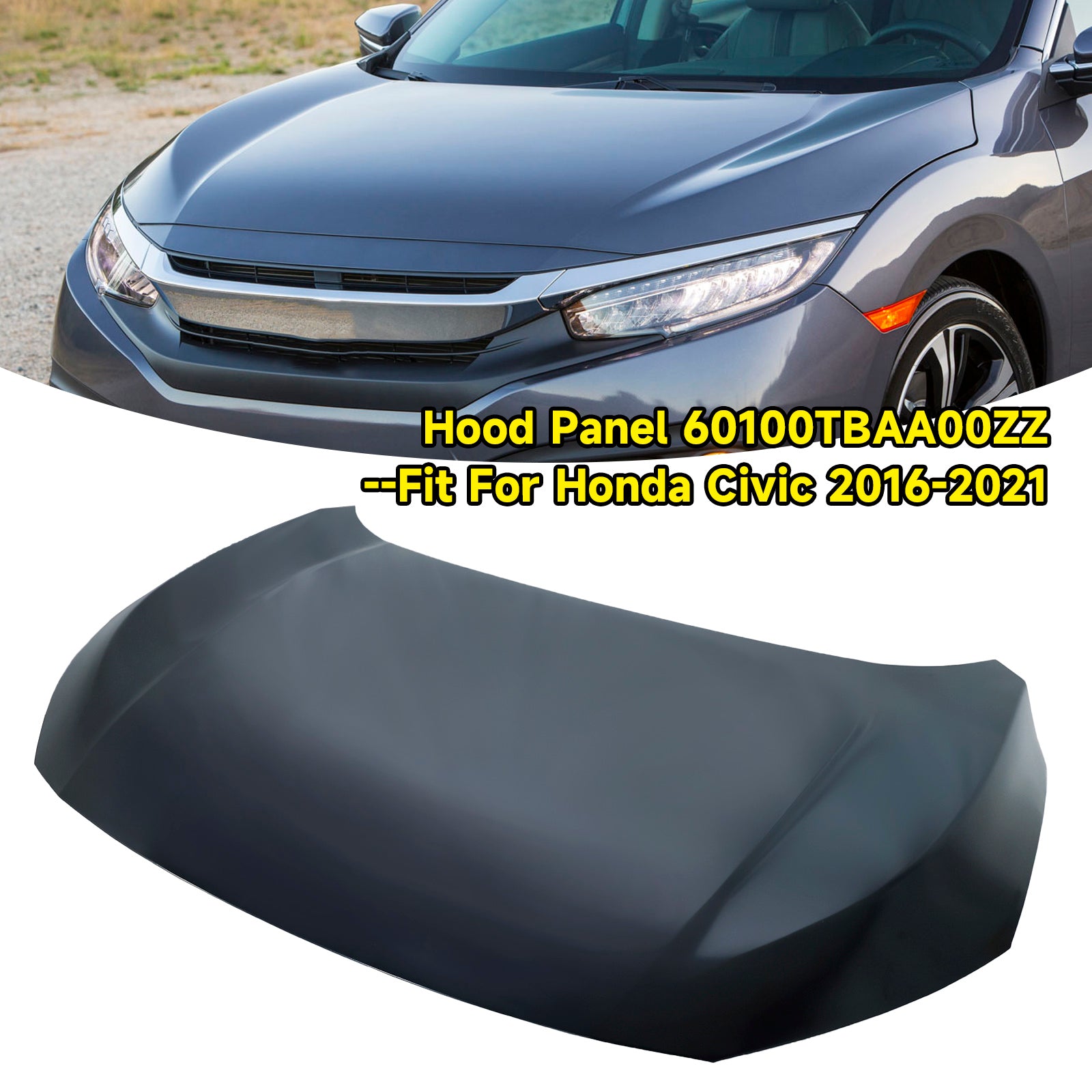 Honda 2016-2021 Civic Primed Hood Front Panel Coupe Sedan 60100TBAA00ZZ HO1230182