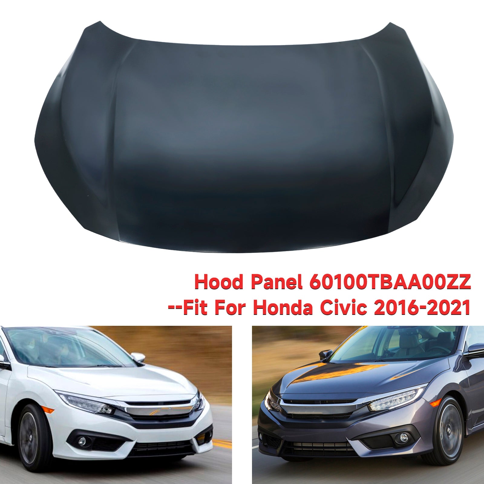 Honda 2016–2021 Civic grundierte Motorhauben-Frontplatte, Coupe, Limousine, 60100TBAA00ZZ, HO1230182