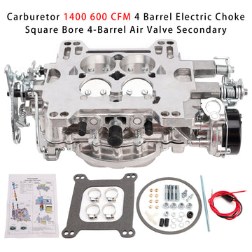 Carburetor 1400 600 CFM 4 Barrel Electric Choke Square Bore 4-Barrel Air Valve Secondary - 0