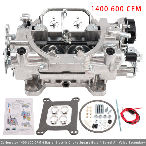 Carburetor 1400 600 CFM 4 Barrel Electric Choke Square Bore 4-Barrel Air Valve Secondary