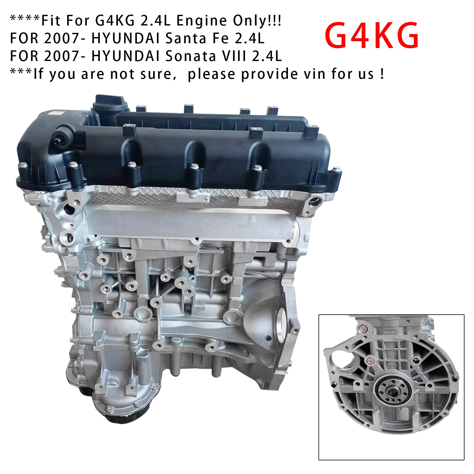 Hyundai Sonata VIII 2.4L Brand New G4KG Long Block Engine Assembly 2.4L