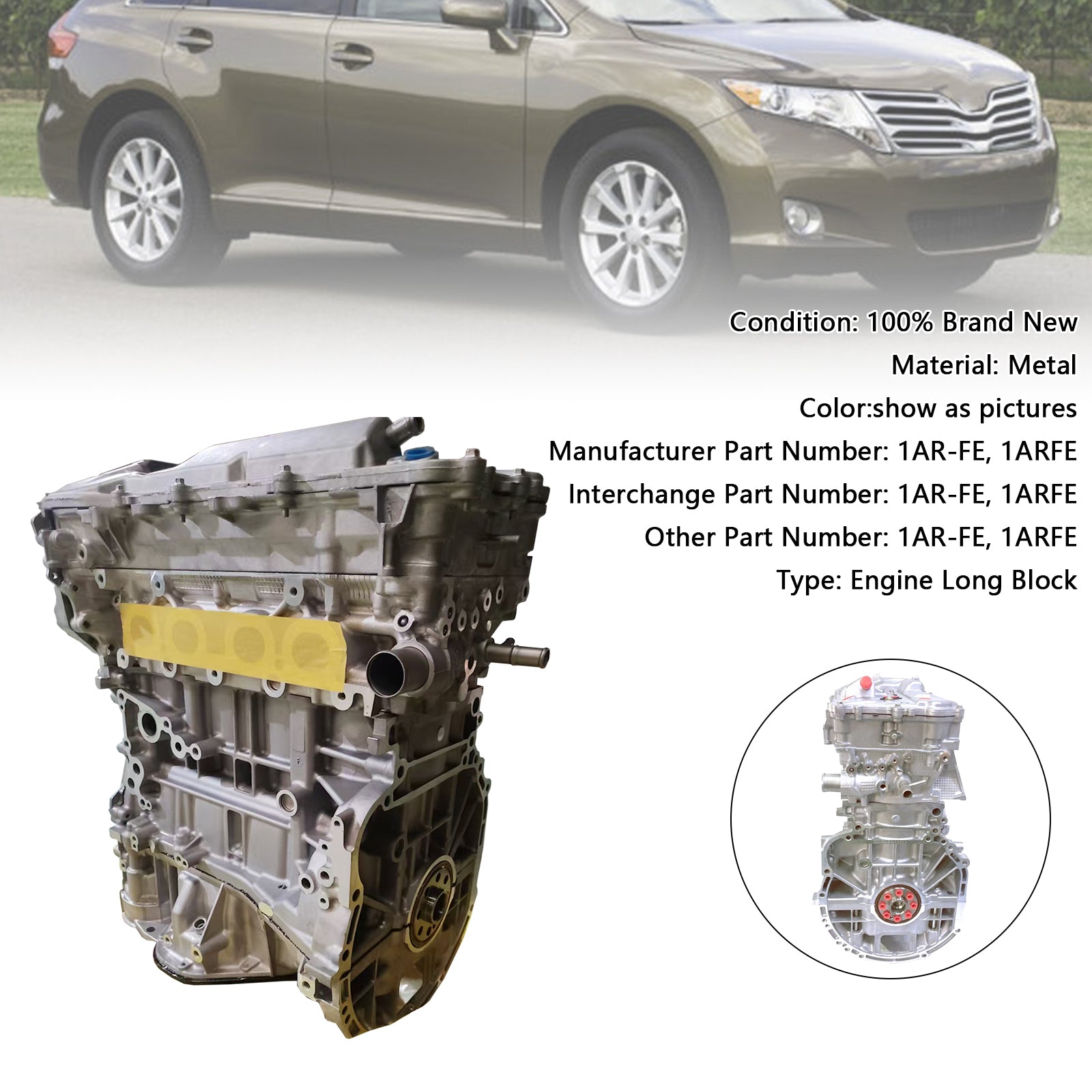 Toyota Venza Highlander 2009-2016 New 1AR-FE 1ARFE Engine Motor Dual VVT-i Engine