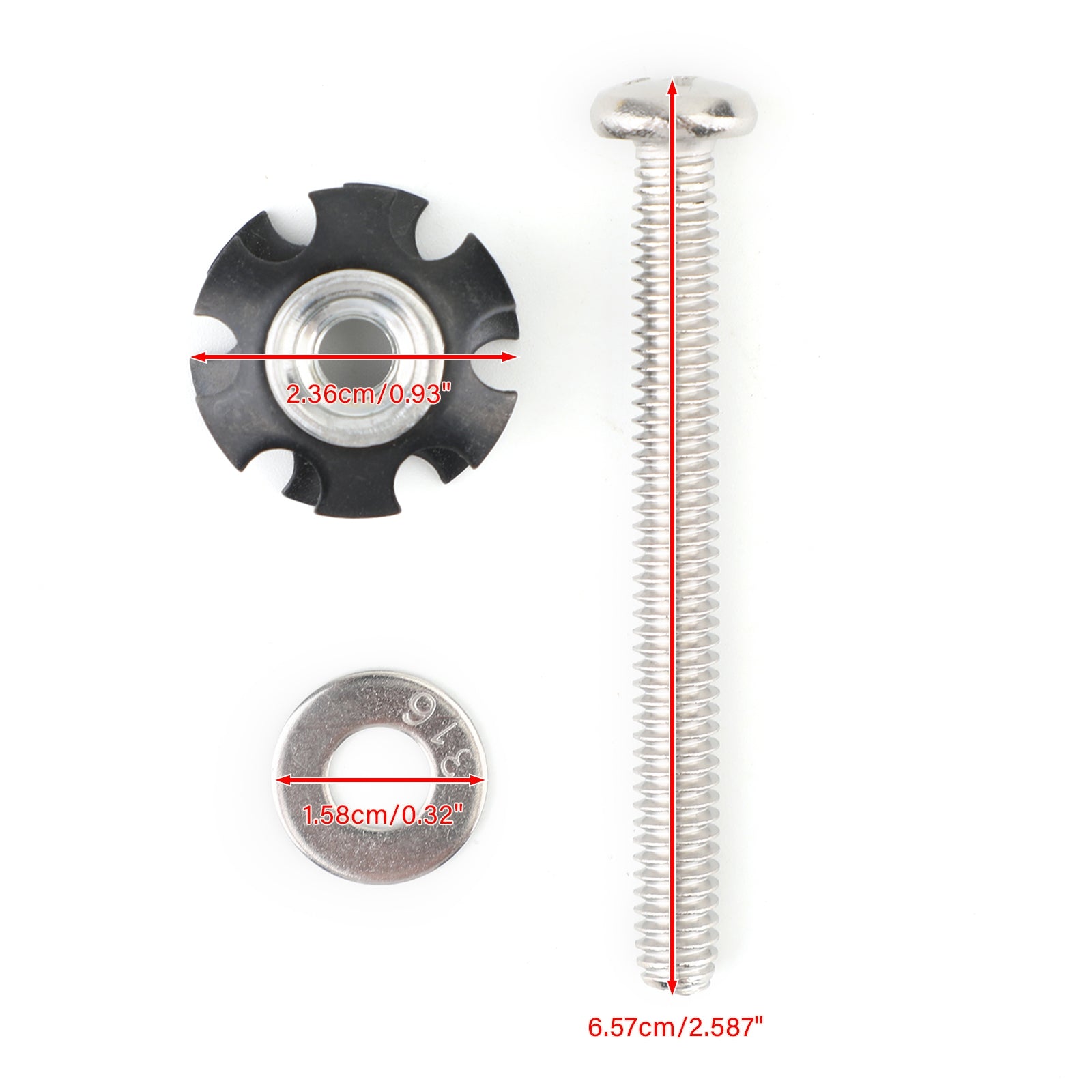 6-teiliges Reparaturset mit Sternmuttern, 1/4-20 Schrauben für 1" Außendurchmesser, gewindelose Gabeln - 0