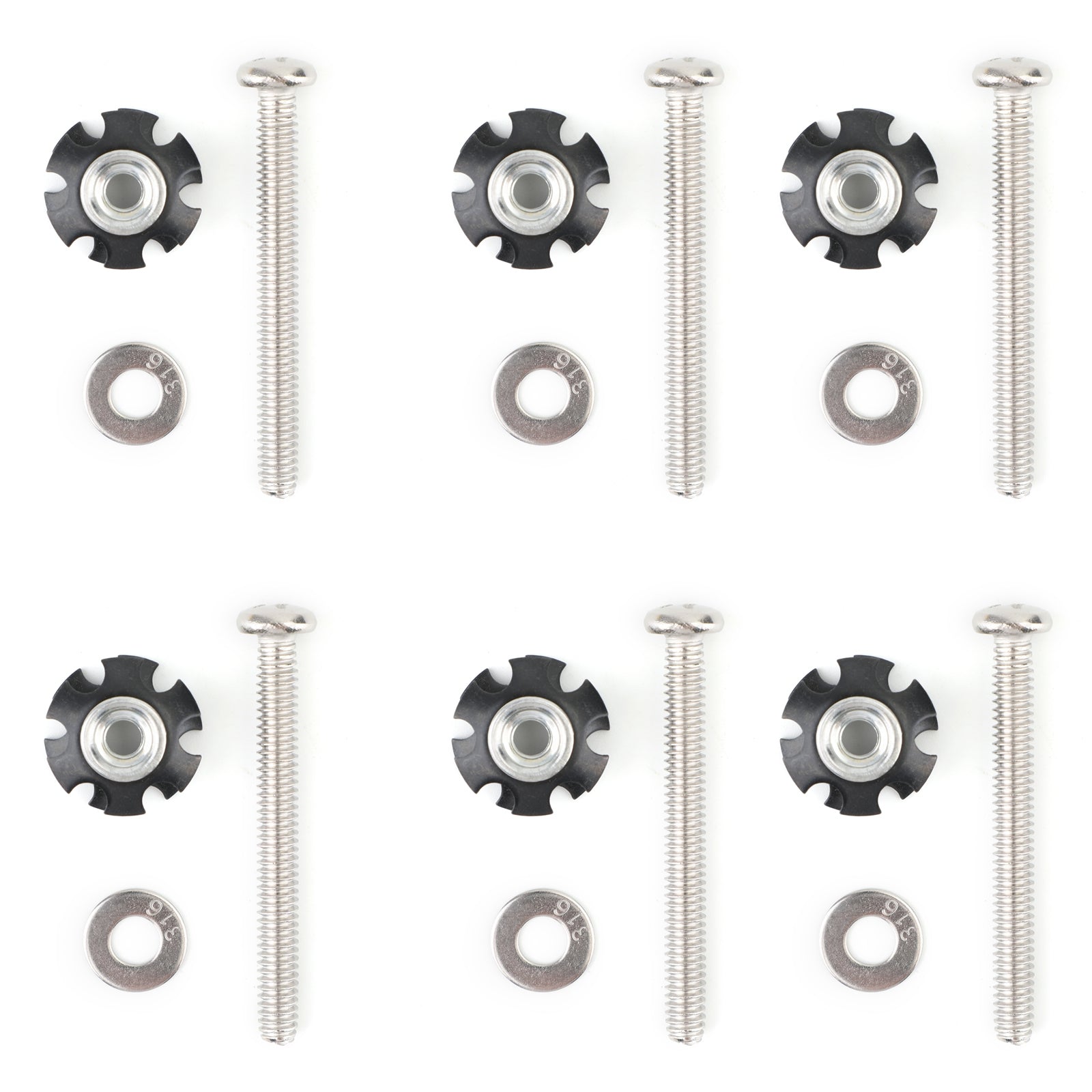 6-teiliges Reparaturset mit Sternmuttern, 1/4-20 Schrauben für 1" Außendurchmesser, gewindelose Gabeln