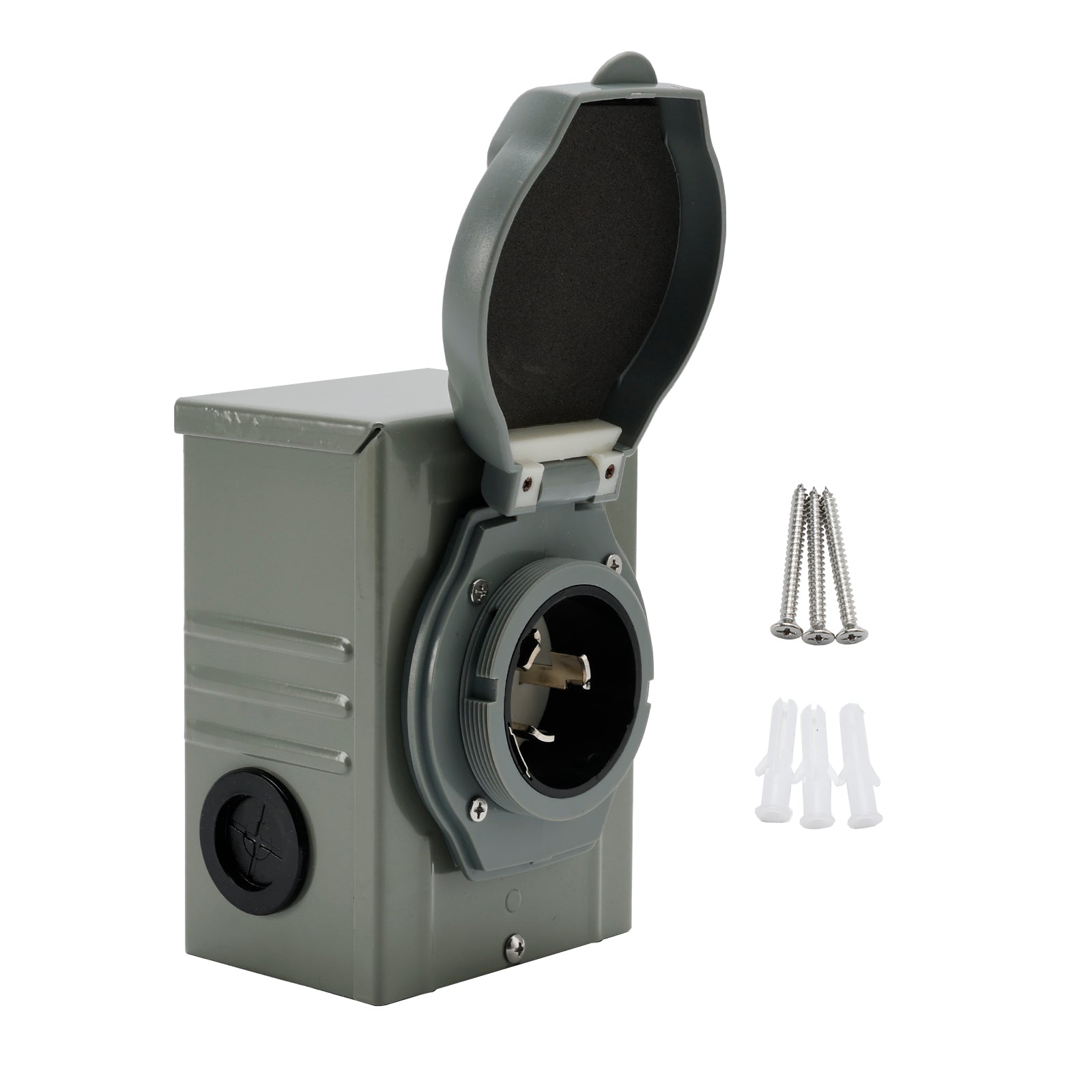 RV 50 Amp Power Inlet Box Outdoor Receptacle with LED Light 3 Prong Lo ...