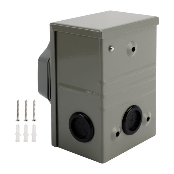 RV 50 Amp Power Inlet Box Outdoor Receptacle with LED Light 3 Prong Locking Plug