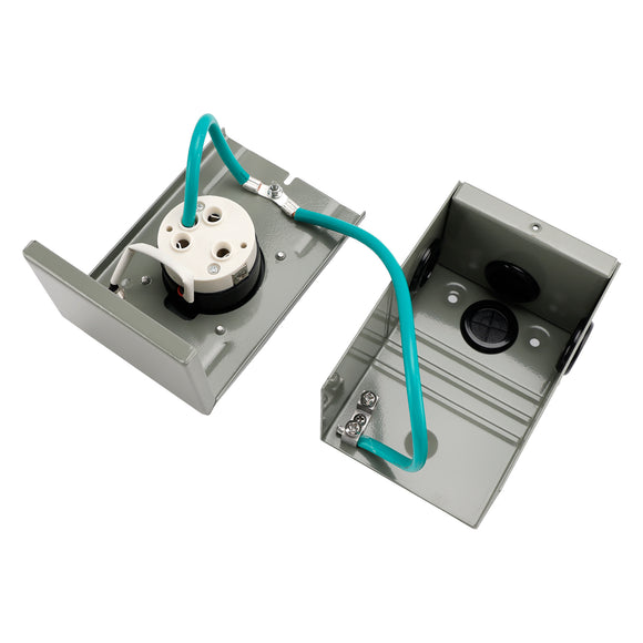 RV 50 Amp Power Inlet Box Outdoor Receptacle with LED Light 3 Prong Locking Plug