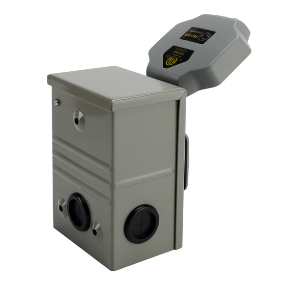 RV 50 Amp Power Inlet Box Outdoor Receptacle with LED Light 3 Prong Locking Plug