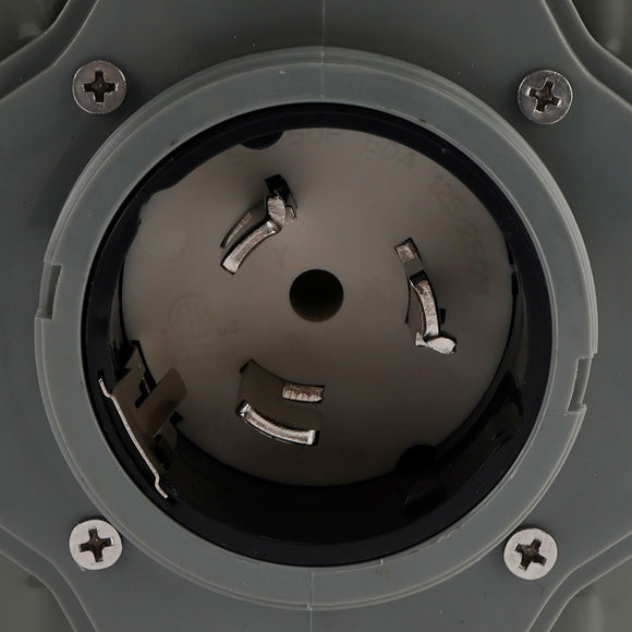 RV 50 Amp Power Inlet Box Outdoor Receptacle with LED Light 3 Prong Locking Plug