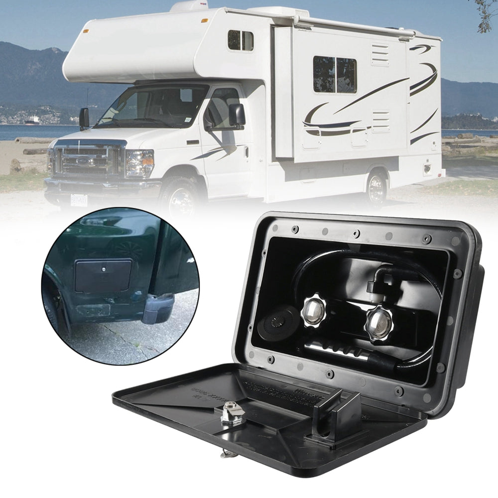 Black External Caravan RV Shower Box Kit Exterior Faucet Camper Trailer Boat