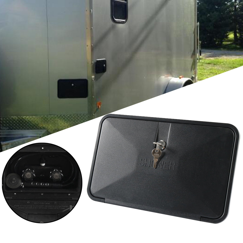 Black External Caravan RV Shower Box Kit Exterior Faucet Camper Trailer Boat