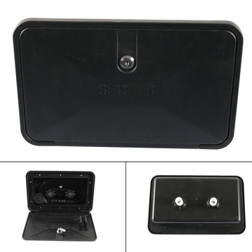 Caravan RV Black External Shower Box Kit with Faucet for Campers and Boats