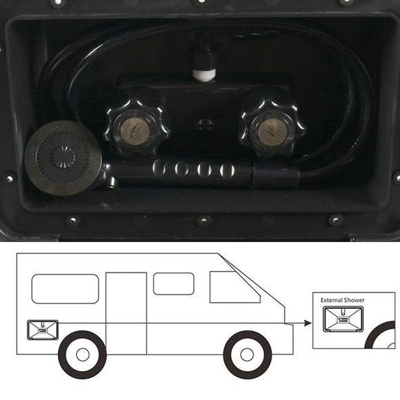 RV Caravan Black Exterior Shower Kit for Campers Trailers and Boats