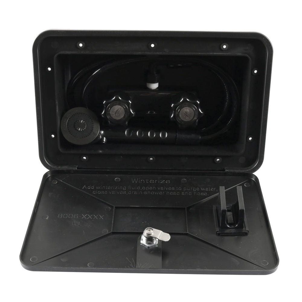 Black External Caravan RV Shower Box Kit Exterior Faucet Camper Trailer Boat