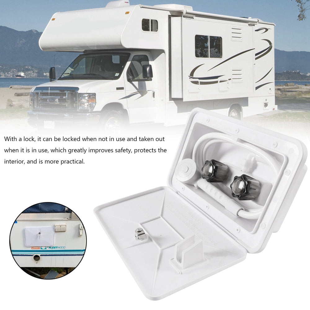White External Caravan RV Shower Box Kit Exterior Faucet Camper Trailer Boat
