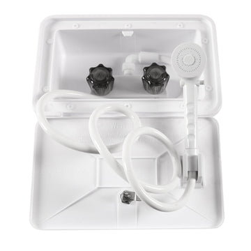 White External Caravan RV Shower Box Kit Exterior Faucet Camper Trailer Boat