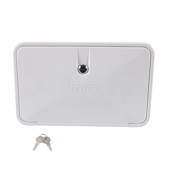 Waterproof RV Shower Box Kit with Faucet for Outdoor Use in White for Caravan Trailer Boat