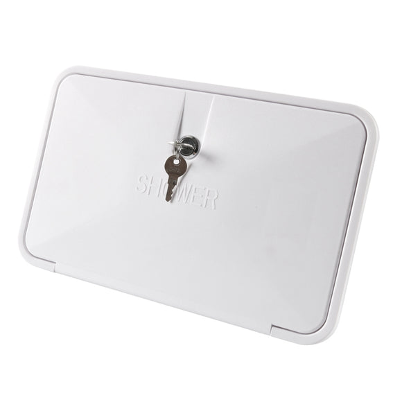 Waterproof RV Shower Box Kit with Faucet for Outdoor Use in White for Caravan Trailer Boat