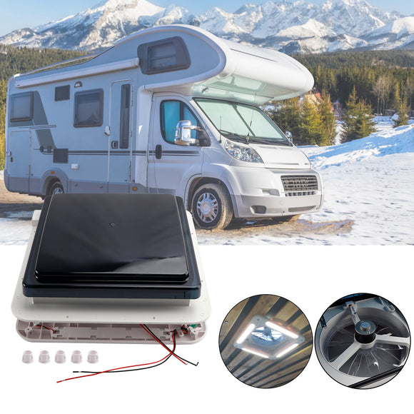 Ventilateur de toit de caravane de camping-car de 11 pouces, puits de lumière 12V avec lumière, moteur avant et arrière Vente du Nouvel An