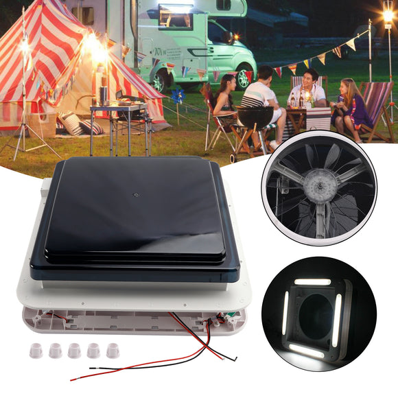 Ventilateur de toit de caravane de camping-car de 11 pouces, puits de lumière 12V avec lumière, moteur avant et arrière Vente du Nouvel An