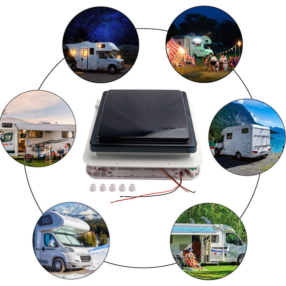 11" RV Caravan Roof Vent RV Fan 12V Skylight W/ Light Forward and reverse motor