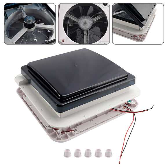 11" RV Caravan Roof Vent RV Fan 12V Skylight W/ Light Forward and reverse motor