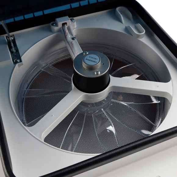 Ventilateur de toit de caravane de camping-car de 11 pouces, puits de lumière 12V avec lumière, moteur avant et arrière Vente du Nouvel An