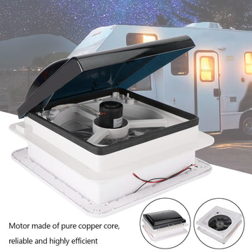 12V Manual RV Roof Vent with 14" Fan and LED Light providing Efficient Air Ventilation