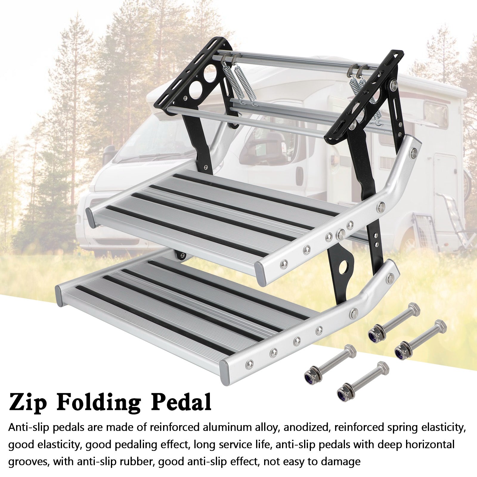 Aluminum Manual Double Pull Out Drop Down Folding Step Motorhome RV Campervan