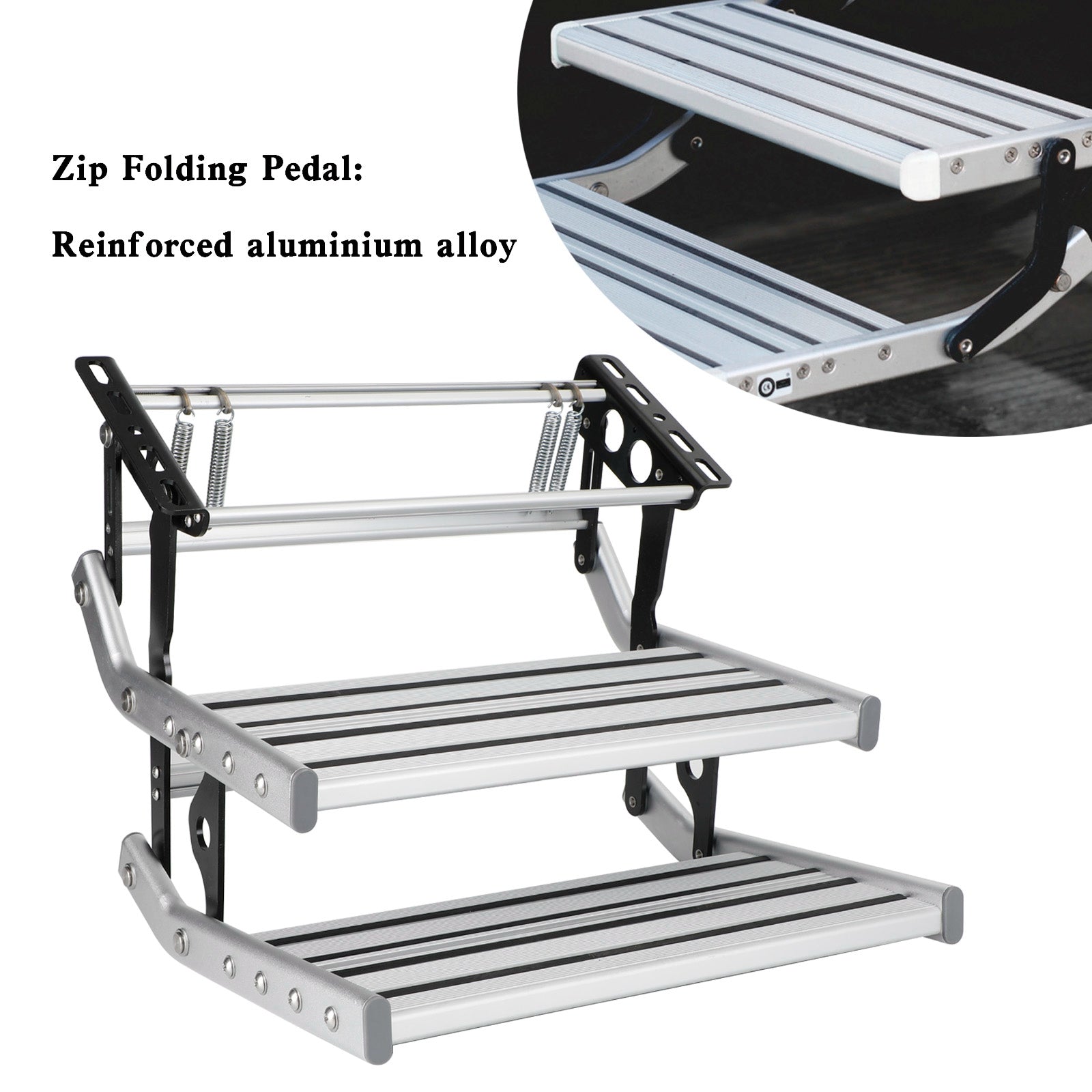 Aluminum Manual Double Pull Out Drop Down Folding Step Motorhome RV Campervan