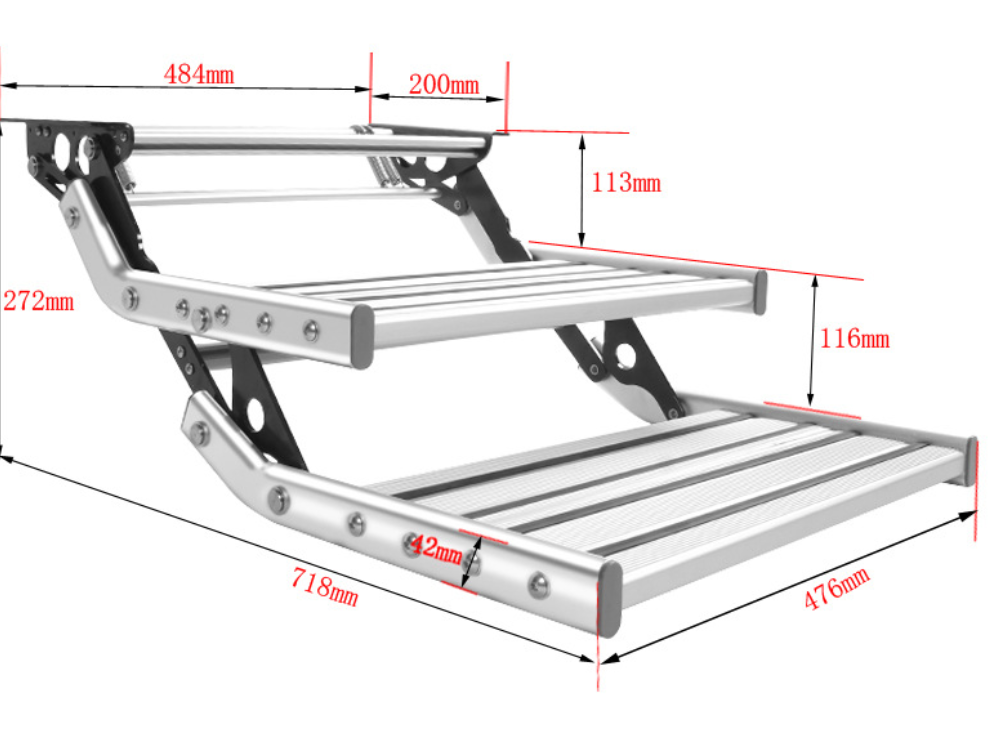 Aluminium Manuelle Doppel Pull Out Drop Unten Klapp Schritt Wohnmobil RV Campervan