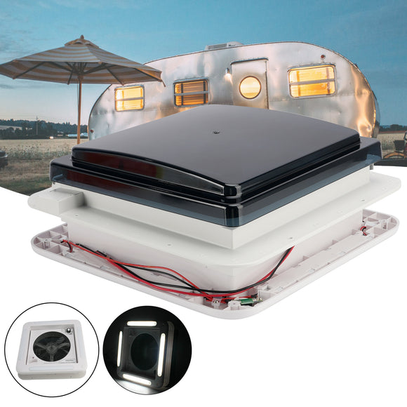 Évent de toit de caravane de camping-car de 11 pouces, moteur à 3 vitesses, puits de lumière 12V avec lumière LED
