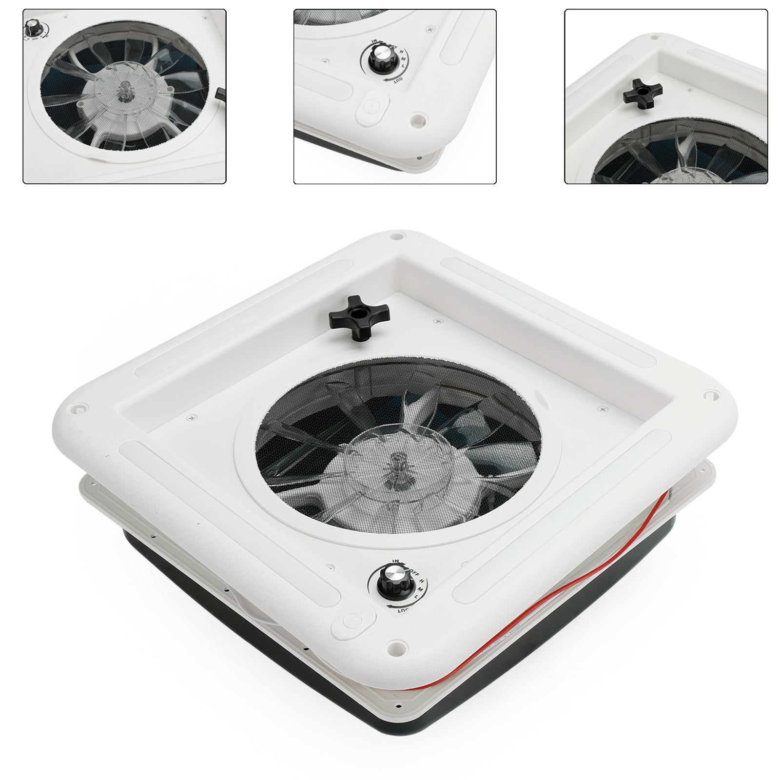 12V RV Roof Vent 11" with 3-Speed Motor and LED Skylight for Caravan Ventilation and Airflow