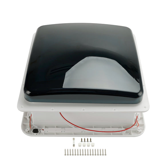Ventilateur de camping-car à moteur à 3 vitesses, lucarne 12V avec lumière LED, évent de toit de caravane de camping-car de 14 pouces