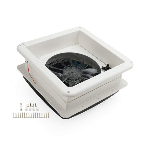 Ventilateur de camping-car à moteur à 3 vitesses, lucarne 12V avec lumière LED, évent de toit de caravane de camping-car de 14 pouces