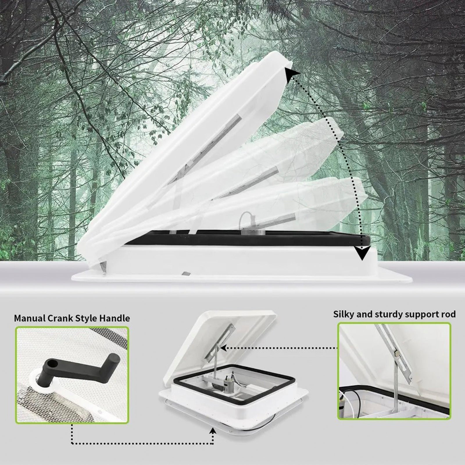 14" RV Roof Vent with Remote Control for Caravan and Motorhome Skylight Exhaust Fan