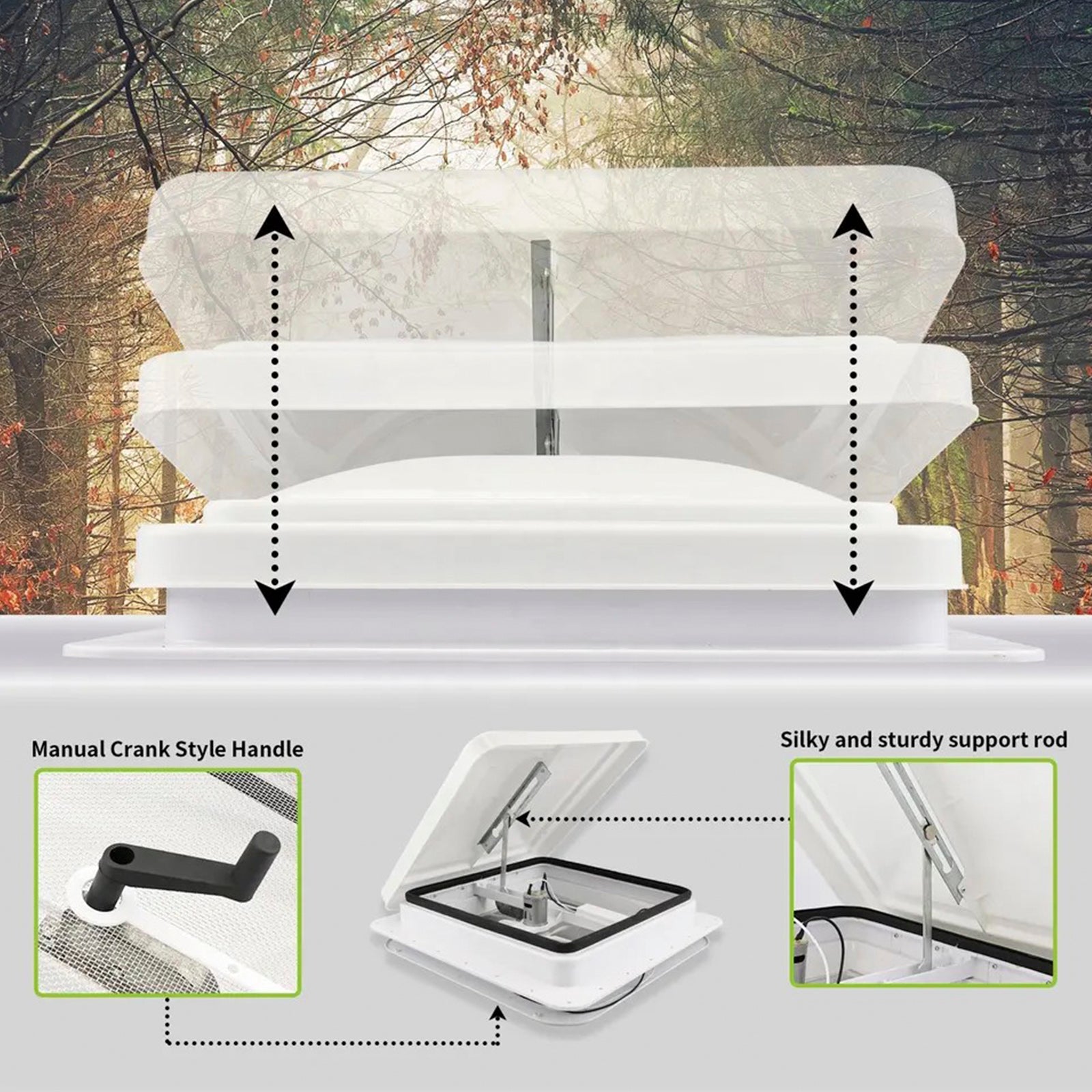 Ventilateur d'extraction pour camping-car de 14 po avec télécommande pour caravane, puits de lumière, camping-car