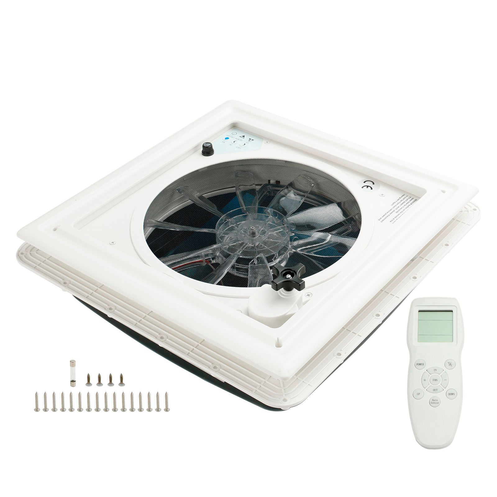 Ventilateur de toit de caravane RV 15.75 ", puits de lumière 12V avec télécommande, 10 vitesses