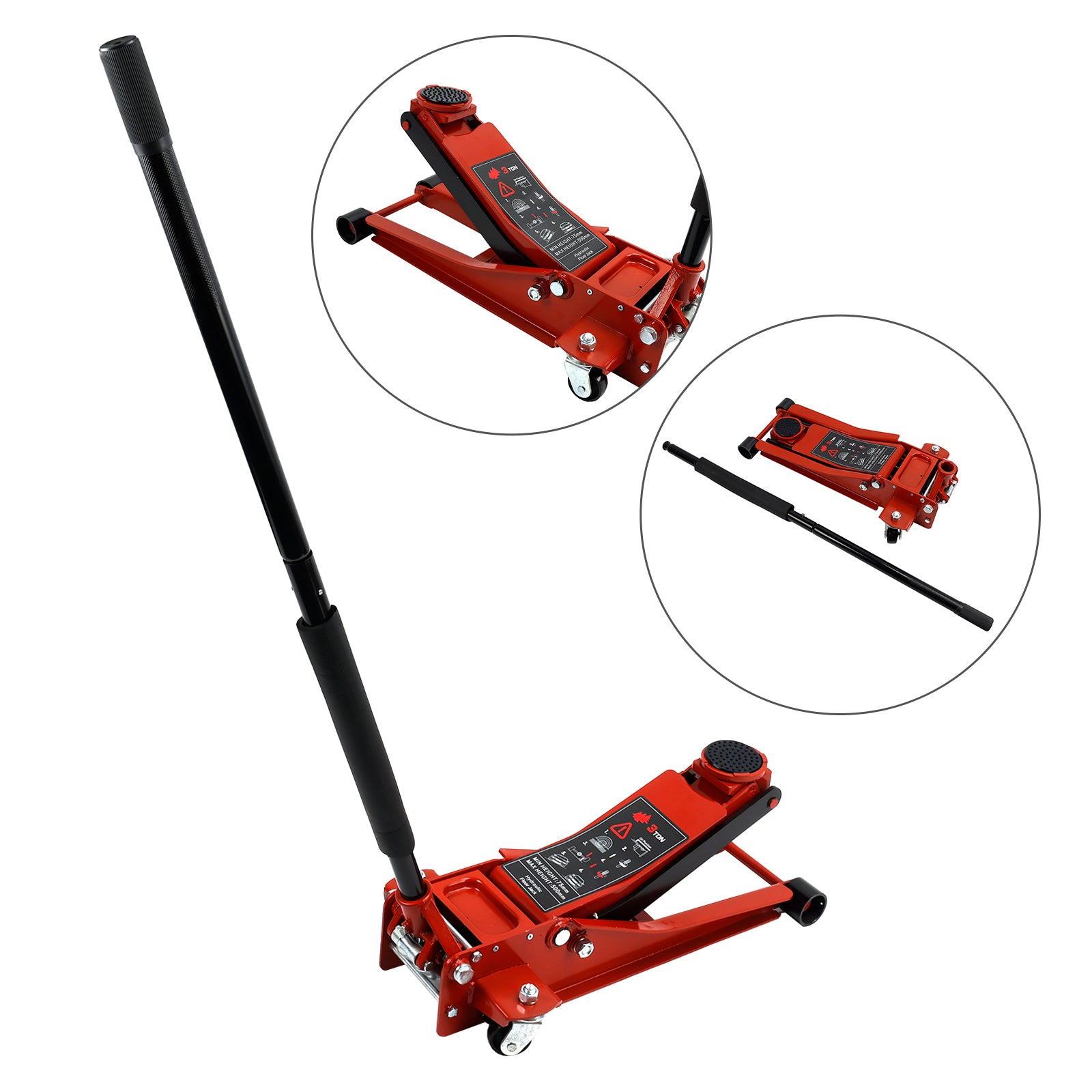 Auto 3 Tonnen Aluminium &amp; Stahl Boden Jack Mit Dual Kolben Quick Lift Pumpe Lift Auto