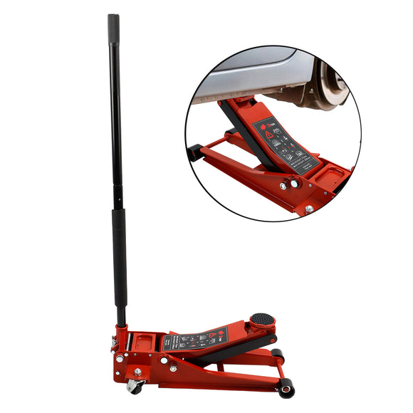 Auto 3 Ton Aluminum&Steel Floor Jack With Dual Pistons Quick Lift Pump Lift Car